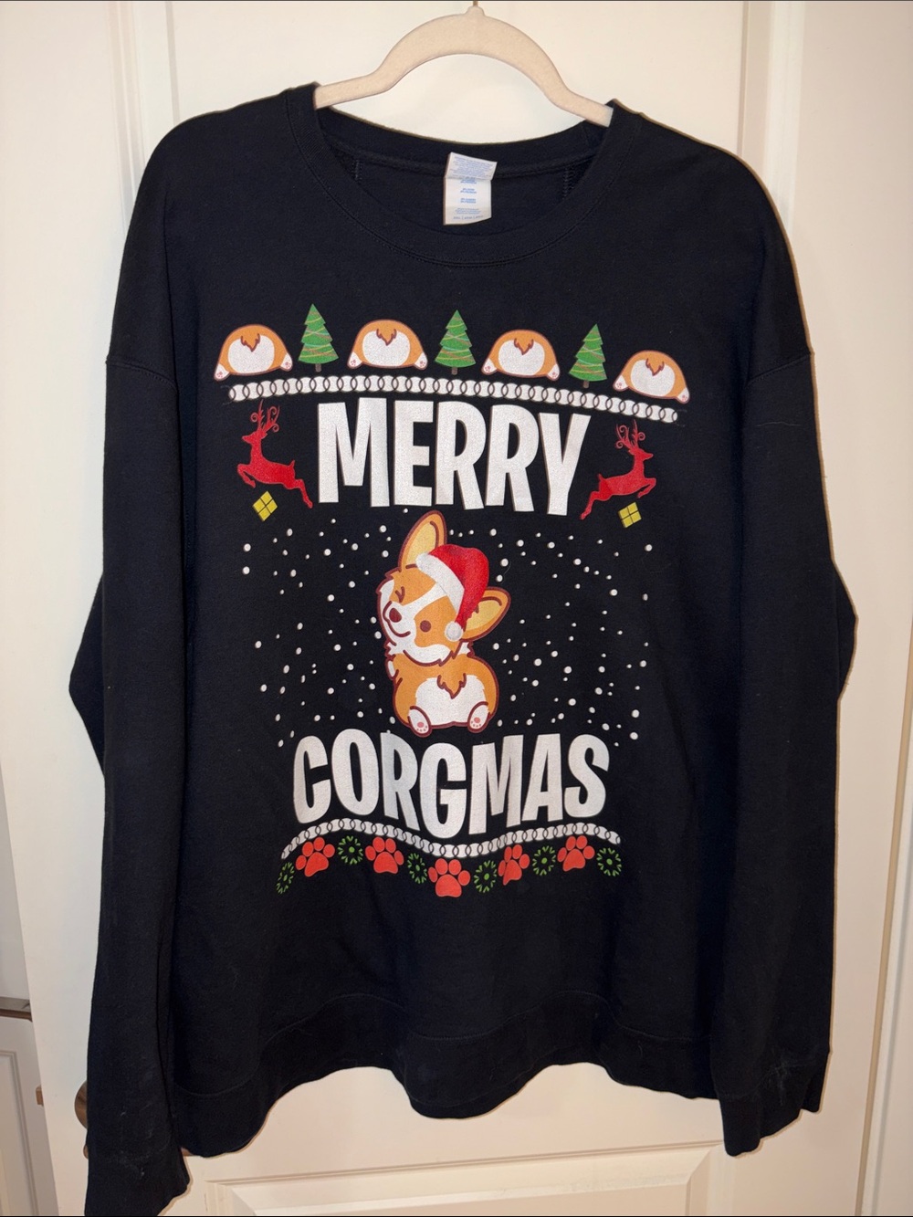 Port and Company Black "Merry Corgmas" Holiday Sweatshirt